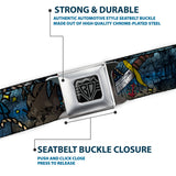 BD Wings Logo CLOSE-UP Full Color Black Silver Seatbelt Belt - Dead Men Tell No Tales CLOSE-UP Turquoise Webbing - Buckle-Down - Flyclothing LLC