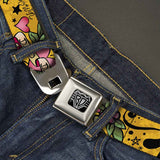 BD Wings Logo CLOSE-UP Full Color Black Silver Seatbelt Belt - Dad & Dad Yellow Webbing - Buckle-Down - Flyclothing LLC