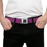 BD Wings Logo CLOSE-UP Full Color Black Silver Seatbelt Belt - Leopard Pink Fuchsia Webbing - Buckle-Down - Flyclothing LLC
