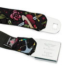 BD Wings Logo CLOSE-UP Full Color Black Silver Seatbelt Belt - Live Hard Die Young CLOSE-UP Black Webbing - Buckle-Down - Flyclothing LLC