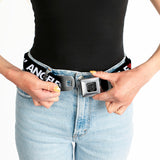 BD Wings Logo CLOSE-UP Full Color Black Silver Seatbelt Belt - LOS F*CKIN' ANGELES Heart Black/White/Red Webbing - Buckle-Down - Flyclothing LLC