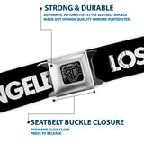 BD Wings Logo CLOSE-UP Full Color Black Silver Seatbelt Belt - LOS F*CKIN' ANGELES Heart Black/White/Red Webbing - Buckle-Down - Flyclothing LLC
