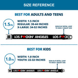 BD Wings Logo CLOSE-UP Full Color Black Silver Seatbelt Belt - LOS F*CKIN' ANGELES Heart Black/White/Red Webbing - Buckle-Down - Flyclothing LLC