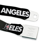 BD Wings Logo CLOSE-UP Full Color Black Silver Seatbelt Belt - LOS F*CKIN' ANGELES Heart Black/White/Red Webbing - Buckle-Down - Flyclothing LLC