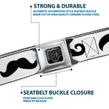 BD Wings Logo CLOSE-UP Full Color Black Silver Seatbelt Belt - Mustaches Straight White/Black Webbing - Buckle-Down - Flyclothing LLC