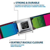 BD Wings Logo CLOSE-UP Full Color Black Silver Seatbelt Belt - Zarape7 Vertical Pinks/Blues/Greens/Black Webbing - Buckle-Down - Flyclothing LLC