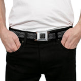 BD Wings Logo CLOSE-UP Full Color Black Silver Seatbelt Belt - BD Monogram2 Gray/Black Webbing - Buckle-Down - Flyclothing LLC