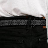 BD Wings Logo CLOSE-UP Full Color Black Silver Seatbelt Belt - BD Monogram2 Gray/Black Webbing - Buckle-Down - Flyclothing LLC