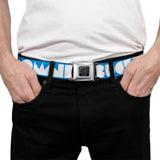 BD Wings Logo CLOSE-UP Full Color Black Silver Seatbelt Belt - BUCKLE-DOWN Shapes Turquoise/White Webbing - Buckle-Down - Flyclothing LLC