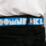 BD Wings Logo CLOSE-UP Full Color Black Silver Seatbelt Belt - BUCKLE-DOWN Shapes Turquoise/White Webbing - Buckle-Down - Flyclothing LLC