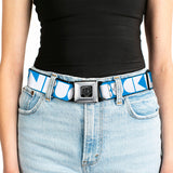 BD Wings Logo CLOSE-UP Full Color Black Silver Seatbelt Belt - BUCKLE-DOWN Shapes Turquoise/White Webbing - Buckle-Down - Flyclothing LLC