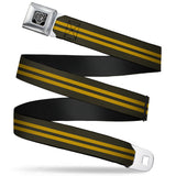 BD Wings Logo CLOSE-UP Full Color Black Silver Seatbelt Belt - Stripe Black/Gold Webbing - Buckle-Down - Flyclothing LLC