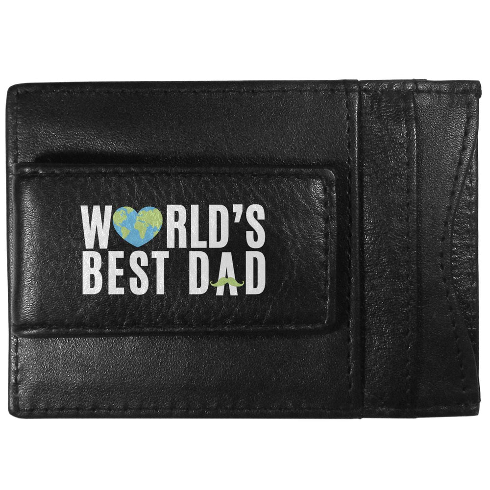 World's Best Dad Logo Leather Cash and Cardholder - Flyclothing LLC - Flyclothing LLC
