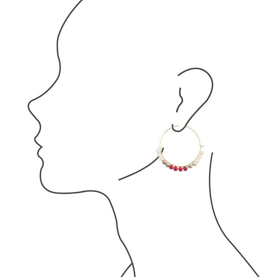 Sepia Red Hoop Earrings - Barse Jewelry - Flyclothing LLC