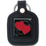 Sq. Leather Keychain - Double Heart - Siskiyou Originals - Flyclothing LLC
