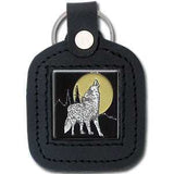 Sq. Leather Keychain - Howling Wolf - Siskiyou Originals - Flyclothing LLC
