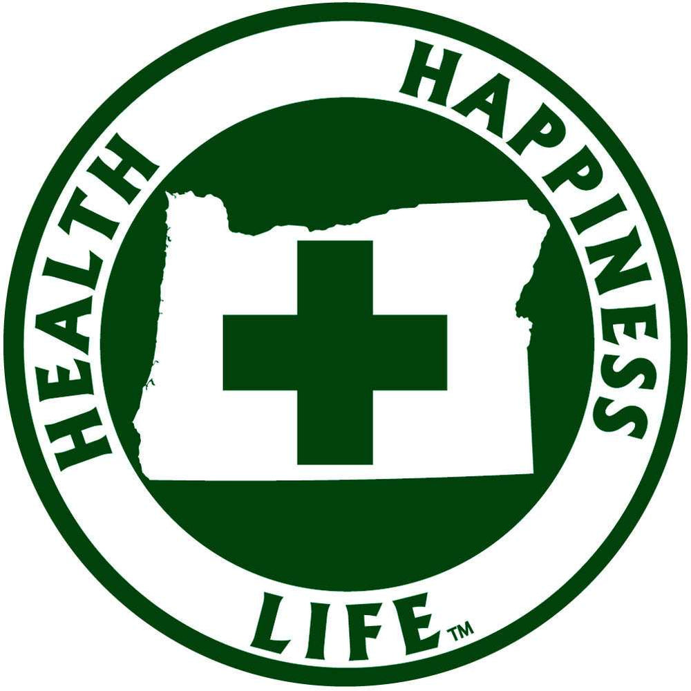 Oregon Health Happiness Life Cross Medicinal Marijuana Round Auto Decal - Siskiyou Originals - Flyclothing LLC