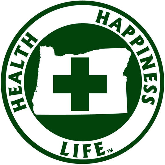 Oregon Health Happiness Life Cross Medicinal Marijuana Round Auto Decal - Siskiyou Originals - Flyclothing LLC