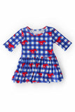 SMU Plaid Mustang 3/4 Sleeve Twirl Bodysuit - Mila & Rose ® - Flyclothing LLC