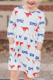 SMU White Mustang 3/4 Sleeve Pocket Twirl Dress - Mila & Rose ® - Flyclothing LLC