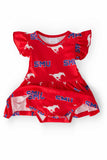 SMU Red Mustang Flutter Twirl Bodysuit - Mila & Rose ® - Flyclothing LLC