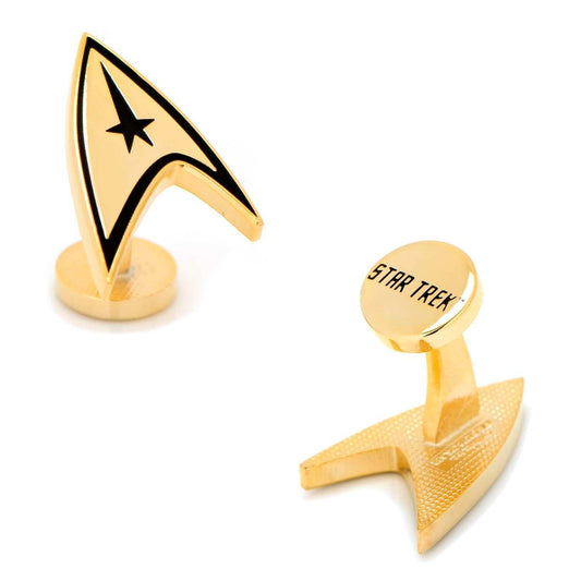 Star Trek Gold Plated Delta Shield Cufflinks - Cufflinks.com - Flyclothing LLC