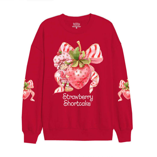 Strawberry Shortcake Bow Candy Canes Juniors Sweatshirt - Strawberry Shortcake - Flyclothing LLC
