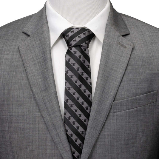 Star Wars Grogu Black and Gray Striped Tie - Cufflinks.com - Flyclothing LLC