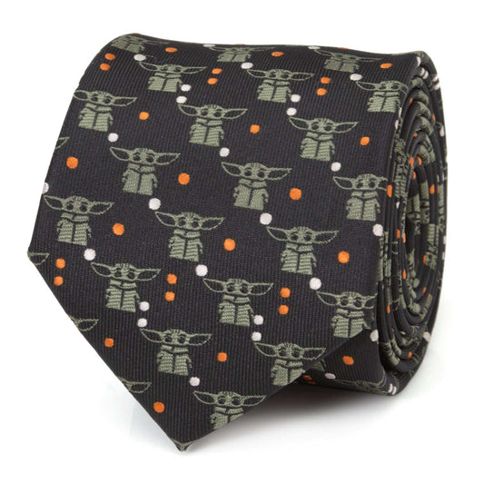 Star Wars Grogu Black and Orange Dotted Tie - Cufflinks.com - Flyclothing LLC
