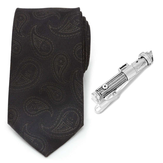 Star Wars Darth Vader LIGHTSABER Tie Clip and Black Paisley Tie – Choose the Dark Side Gift Set - Cufflinks.com - Flyclothing LLC