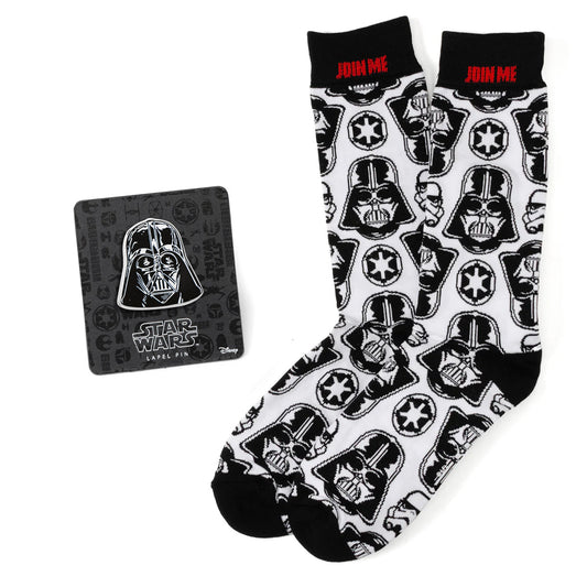 Star Wars Darth Vader White Dress Socks and Lapel Pin Gift Set