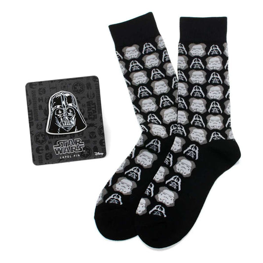 Star Wars Darth Vader and Stormtrooper Black Dress Socks and Darth Vader Lapel Pin Gift Set - Cufflinks.com - Flyclothing LLC