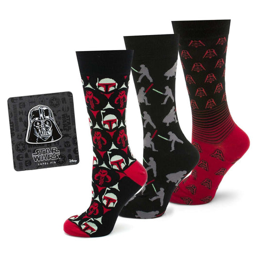 Star Wars Dress Socks 3-Pack with Darth Vadar Lapel Pin Gift Set - Cufflinks.com - Flyclothing LLC