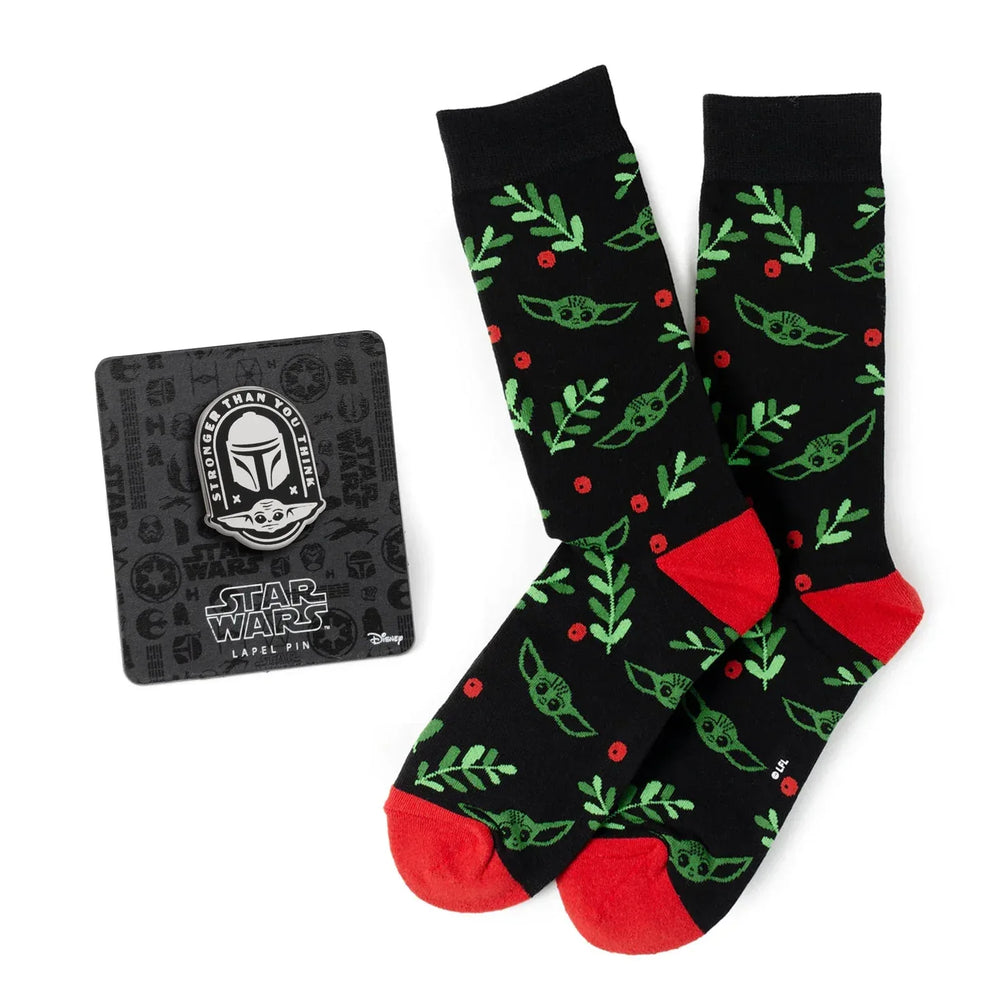 Star Wars Mandalorian Grogu Holiday Dress Socks and Lapel Pin Gift Set - Cufflinks.com - Flyclothing LLC