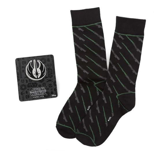 Star Wars Green LIGHTSABER Dress Socks with Jedi Crest Lapel Pin Gift Set - Cufflinks.com - Flyclothing LLC