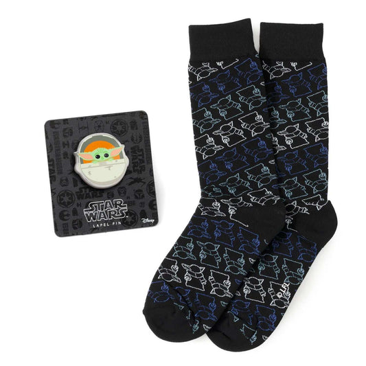 Star Wars Grogu Black Dress Socks and Lapel Pin Gift Set - Cufflinks.com - Flyclothing LLC