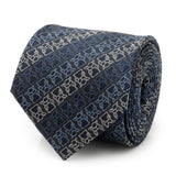Star Wars Grogu Outline Striped Navy Tie
