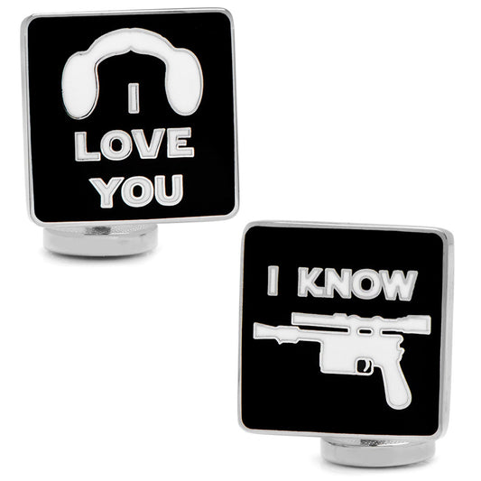 Star Wars Princess Leia and Han Solo "I Love You / I Know" Icon Cufflinks