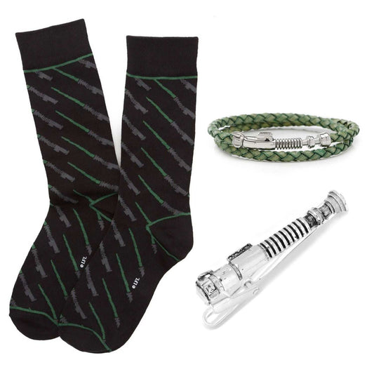 Star Wars Luke Skywalker LIGHTSABER Bracelet, Tie Clip, and Dress Socks Gift Set - Cufflinks.com - Flyclothing LLC