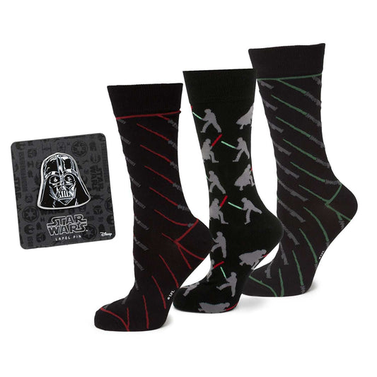 Star Wars LIGHTSABER Battle Dress Socks and Darth Vader Lapel Pin Gift Set - Cufflinks.com - Flyclothing LLC