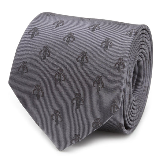 Star Wars Mandalorian Mythosaur Gray Silk Tie