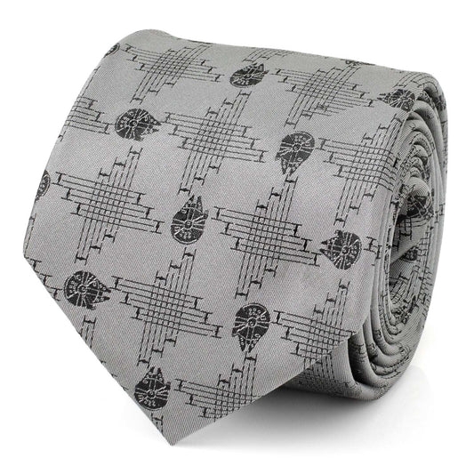 Star Wars Millennium Falcon Gray Tie - Cufflinks.com - Flyclothing LLC