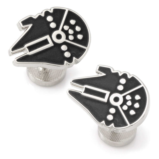 Star Wars Millennium Falcon Silver Inlaid Cufflinks - Cufflinks.com - Flyclothing LLC