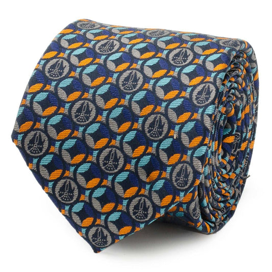 Star Wars Millennium Falcon Motif Navy Blue Tie - Cufflinks.com - Flyclothing LLC