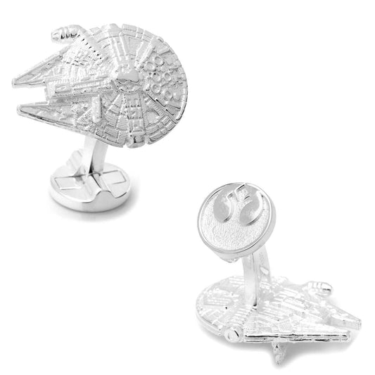 Star Wars Millennium Falcon Sterling Silver 3D Cufflinks - Cufflinks.com - Flyclothing LLC