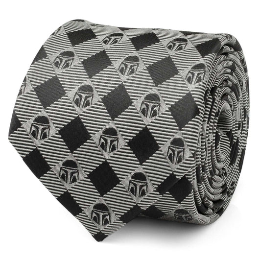 Star Wars Mandalorian Black and Gray Plaid Tie - Cufflinks.com - Flyclothing LLC