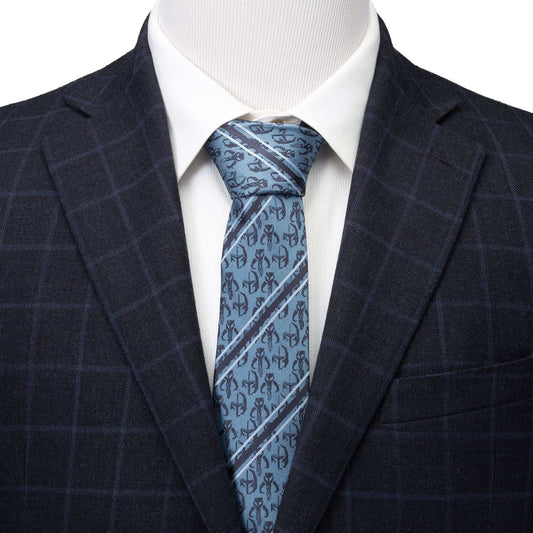 Star Wars Mandalorian and Mythosaur Blue and Navy Striped Tie - Cufflinks.com - Flyclothing LLC