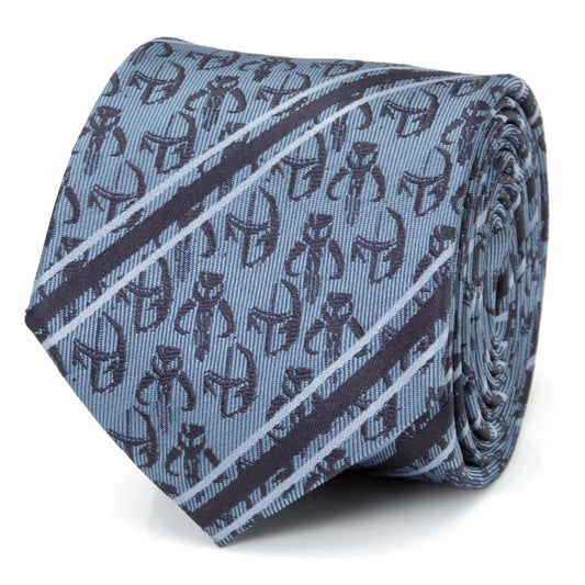 Star Wars Mandalorian and Mythosaur Blue and Navy Striped Tie - Cufflinks.com - Flyclothing LLC