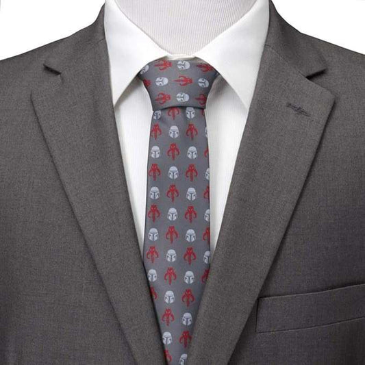Star Wars Mandalorian and Mythosaur Red and Gray Tie - Cufflinks.com - Flyclothing LLC