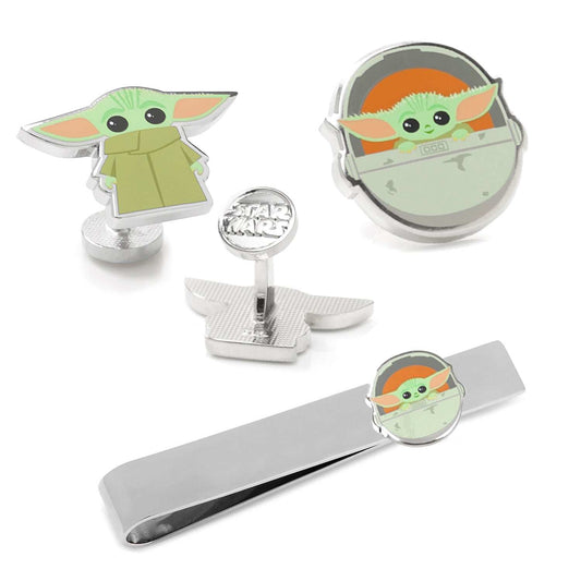 Star Wars Grogu Cufflinks, Tie Bar, and Lapel Pin Gift Set - Cufflinks.com - Flyclothing LLC